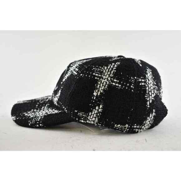 Chanel REV Black White Tweed Check CC Logo Baseball Cap Curved Peak Hat M Medium - Picture 5 of 7